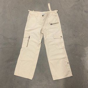 Vintage Y2K Tommy Hilfiger Relaxed Cargo Pants Zippers Beige Workwear Utility
